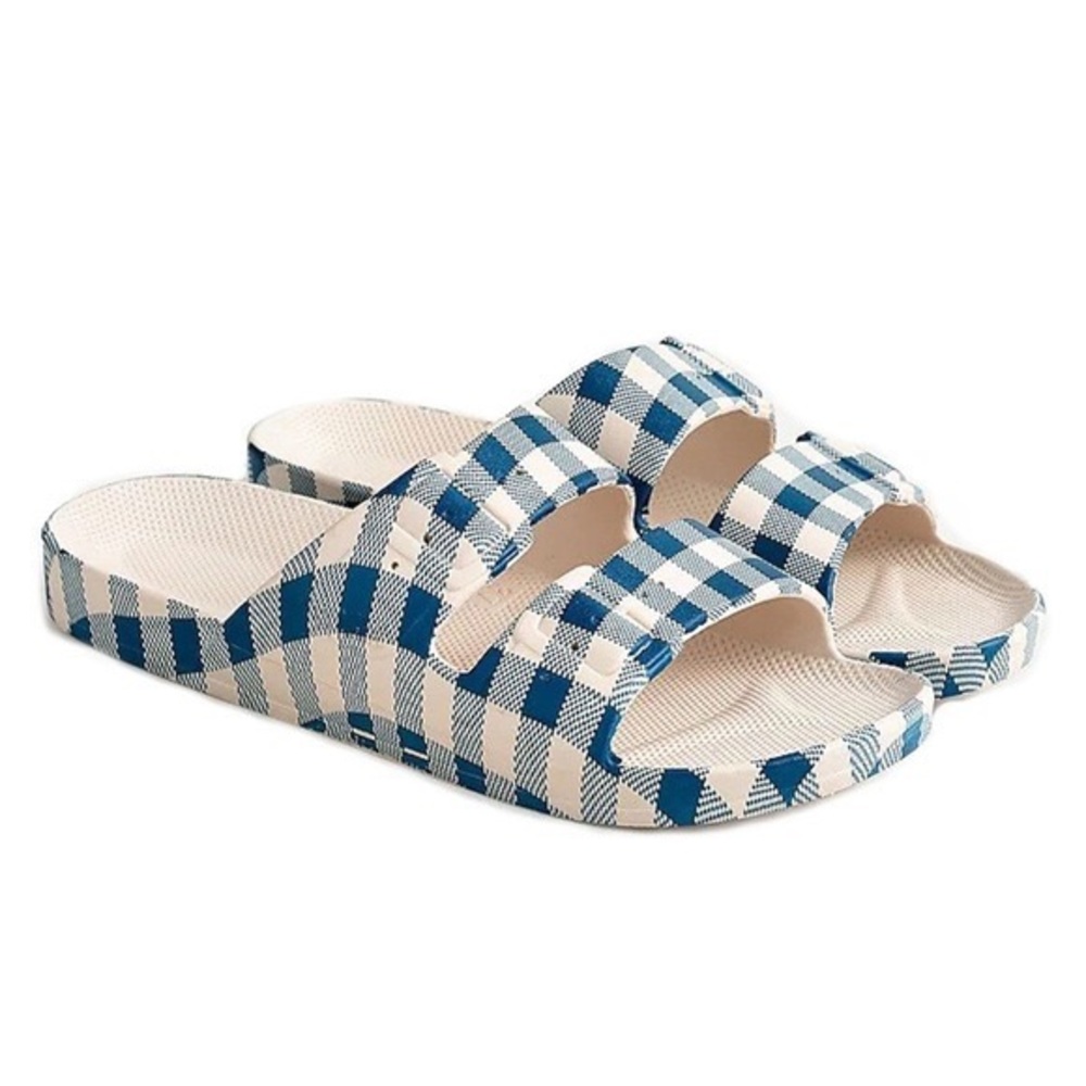 EUC Freedom Moses x J.Crew Gingham Slides Sz. 9-9.5